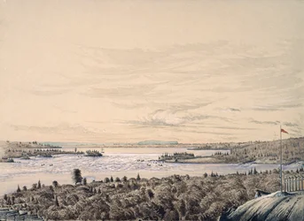 Sault de Ste. Marie między jeziorami Huron i Superior, 1842 (wc na papierze)