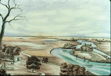 Tawerna nad rzeką Illinois, 1842 (wc na papierze)