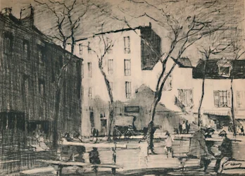 La Place Du Tertre Nietknięty wiejski plac., c1927, 1927