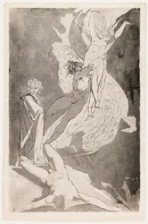 Dante Swoons przed szybującymi duszami Paolo i Franceski, Wergiliusz u jego boku