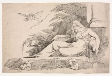 Śpiąca kobieta z Kupidynem, 1780-1790.