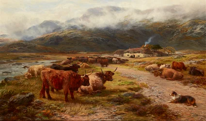 Highland Drove Odpoczynek, Argyllshire (olej na płótnie)