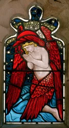 Alnwick, St Michael & St Paul, James Powell & Sons, Henry Holiday, Klęczący Anioł, 1878