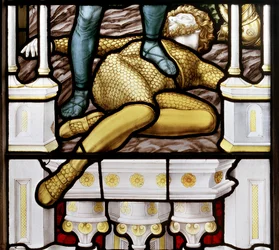 Dawid i Goliat, detal, 1881-83 (witraż)
