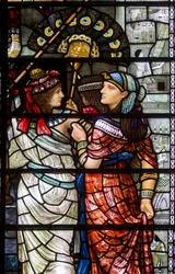 Katedra w Durham, warsztaty świąteczne, Henry Holiday, Mojżesz opuszcza dwór faraona detal, 1895