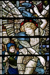 Opactwo Romsey, James Powell & Sons, Henry Holiday, Detal Pool of Bethesda, Anioł, 1890