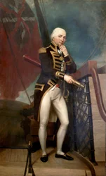 Portret kontradmirała Cuthberta Collingwooda (1748-1810), drugiego dowódcy Horatio Nelsona (1758-1805) w bitwie pod Trafalgarem (1805). Olej na płótnie autorstwa Henry