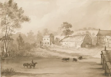 Trysull Mill: rysunek w sepii