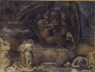 Dante i Virgil spotykają Lucyfera w piekle