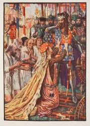 Edward III w Calais, ilustracja z „Historii Anglii” autorstwa C.R.L. Fletcher i Rudyard Kipling, 1911