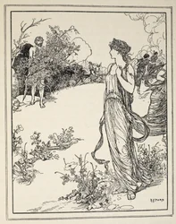 Jak Odyseusz spotkał Nauzykaę, z „Opowieści z greckich mórz“ Andrew Langa, 1926