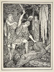 Jak wąż, który strzegł Złotego Runa został zabity, z „Opowieści o morzach greckich” Andrew Langa, 1926 (atrament na papierze)