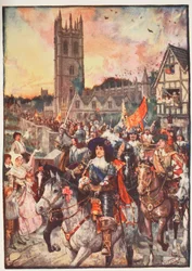 Książę Rupert w Oksfordzie, idący na bitwę, ilustracja z "Historii Anglii" C.R.L. Fletchera i Rudyarda Kiplinga, 1911 r.