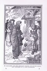 Św. Elżbieta i jej dzieci, wyprowadzona z zamku i przywitana przez biednego karczmarza, 1912