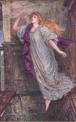 Śmierć Amy Robsort, hrabiny Leicester, ilustracja z "Kenilworth", ok. 1910 (kolor lito)