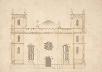 Fasada neogotyckiego kościoła, 1745-76.