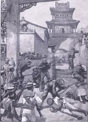 Wojna w Chinach: walki w Tientsin, ilustracja z Cassells History of England, 1900