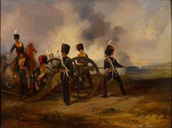 Ładowanie załogi działa Królewskiej Artylerii Konnej, 1844 ok