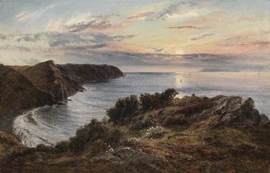 Przez zatokę Shipload Bay na wyspę Lundy, North Devon, 1859
