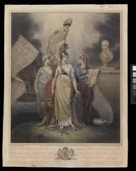 Płyta upamiętniająca zniesienie handlu niewolnikami, 4 czerwca 1808 r. (ręcznie kolorowany grawerunek)