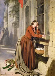 Matka deponująca dziecko w szpitalu Foundling w Paryżu, ok. 1855-60 (olej na drewnie)