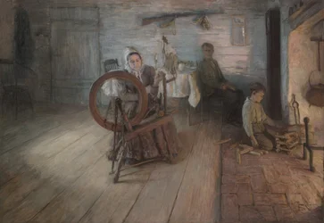 Spinning By Firelight-The Boyhood of George Washington Gray, 1894
