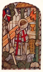 Sir Galahadzie. Projekt okna w Kelvin-Side, Glasgow, c1914.