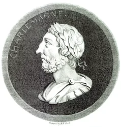 Portret Karola Wielkiego, z „Historii schyłku i upadku Cesarstwa Rzymskiego”, tom 4, strona 121, autorstwa Edwarda Gibbona, 1808