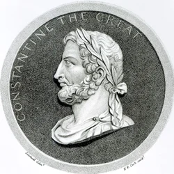 Portret Konstantyna Wielkiego, z „Historii schyłku i upadku Cesarstwa Rzymskiego”, tom 5, strona 49, autorstwa Edwarda Gibbona, 1808