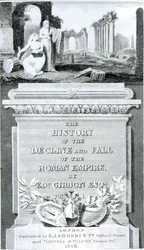 Karta tytułowa "Historii upadku cesarstwa rzymskiego" Edwarda Gibbona, tom 1, 1808 r.