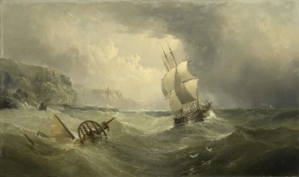 Wysyłka z wybrzeża na wzburzonym morzu, 1874