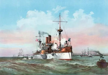 Maine pozdrawia hiszpański statek flagowy po przybyciu do portu w Hawanie