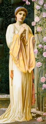"A Fair Maid" Młoda kobieta ubrana w stylu antycznym, z naszyjnikiem z pereł. Obraz Henry