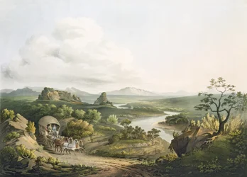 Widok w pobliżu Roode Sand Pass na Przylądku Dobrej Nadziei, ryt. J. Bluck (fl.1791-1831) 1809 (akwatinta)