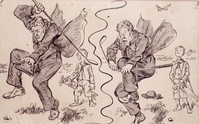 Frustracja na polu golfowym, ilustracja z magazynu „Graphic”, wyd. c.1870 (lito)