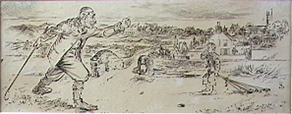 The Furious Golfer, ilustracja z magazynu „Graphic”, wyd. c.1870 (lito)