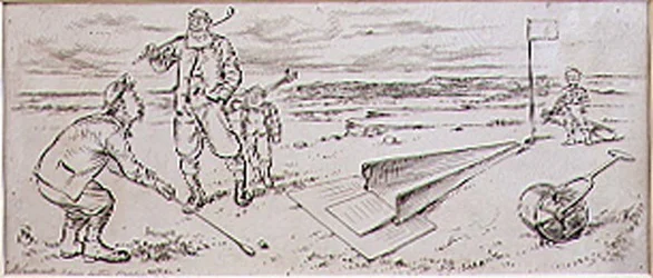 The Guided Golfer, ilustracja z magazynu „Graphic”, wyd. ok. 1870 (lito)