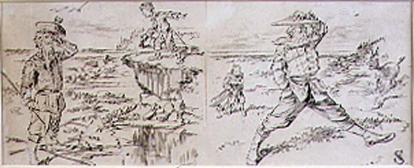 Niecierpliwy golfista, ilustracja z magazynu „Graphic”, wyd. c.1870 (lito)