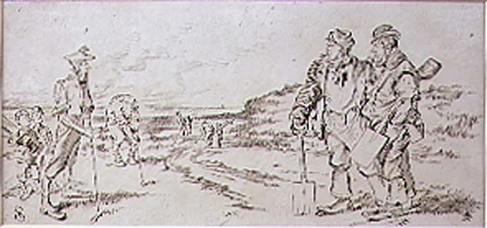 Roadmen niepokojeni przez Golfistów, ilustracja z magazynu „Graphic”, wyd. c.1870 (lito)