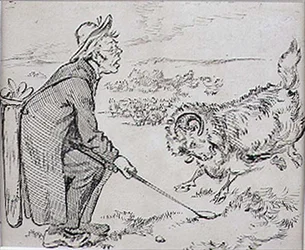 The Surprised Golfer, ilustracja z magazynu „Graphic”, wyd. C. 1870 (lito)