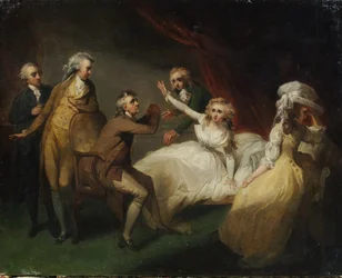Camilla dochodząca do siebie po omdleniu, ilustracja do sceny z „Kamili”, czyli „Obrazu młodości”, wydana w 1796 r.