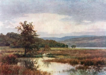 Loch Venachar, Perthshire (kolorowa litografia)