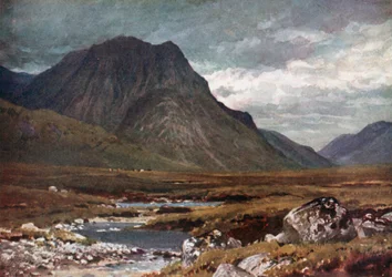 Moor of Rannoch, Perthshire i Argyllshire (kolorowa litografia)