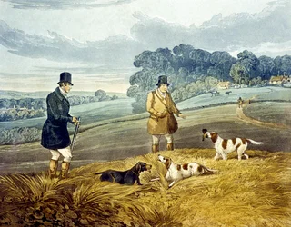 Wydobywanie, tabliczka z „Strzelania kuropatwy”, rytowana przez Josepha Claytona Bentleya (1809-51) 1835 (kolor grawerowany)
