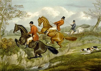 Scrambling Over a Hedge, płyta z „The Right and The Wrong Sort”, w Fores Hunting Sketches, grawerowana przez Johna Harrisa