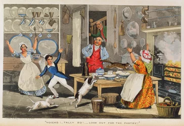 Yoicks!... Tally Ho!... Look out for the Pastry!, z książki Nimroda "The Life of a Sportsman", 1874, (rycina ręcznie kolorowana)
