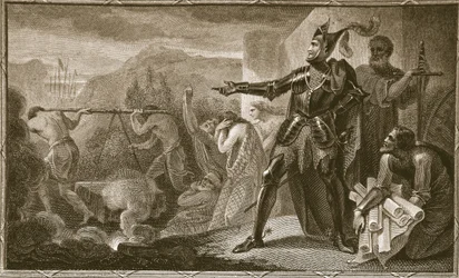 Edward I usuwający kamień ze Scone, rytowany przez Neagle