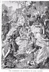 Poddanie Guthruma królowi Alfredowi, ilustracja z „Historii Narodów Hutchinsona”