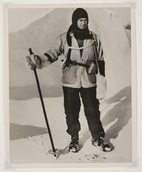 Kapitan Scott (1868-1912) podczas wyprawy Terra Nova (1910-13) na Biegun Południowy (odbitka bromowa)
