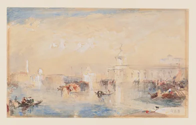 Krajobraz według Turnera „Dogana, San Giorgio, Citella, ze schodów Europy” (akwarela, bodycolor i ołówek na papierze)